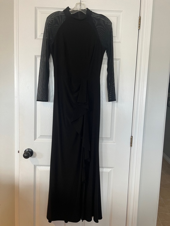 Laura Dresses & Skirts - Laura Black Long Sleeve Mesh-Sleeve Evening Gown